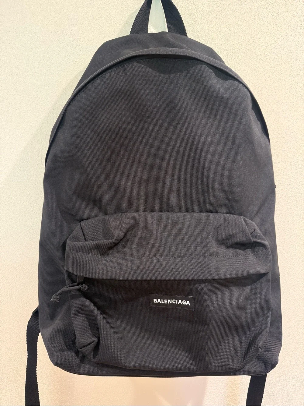 Balenciaga Black Backpack with Front Pocket